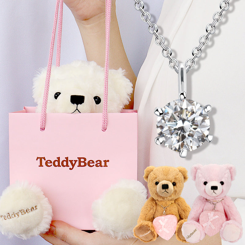 一粒ネックレス レディース テディベア ぬいぐるみギフトセット