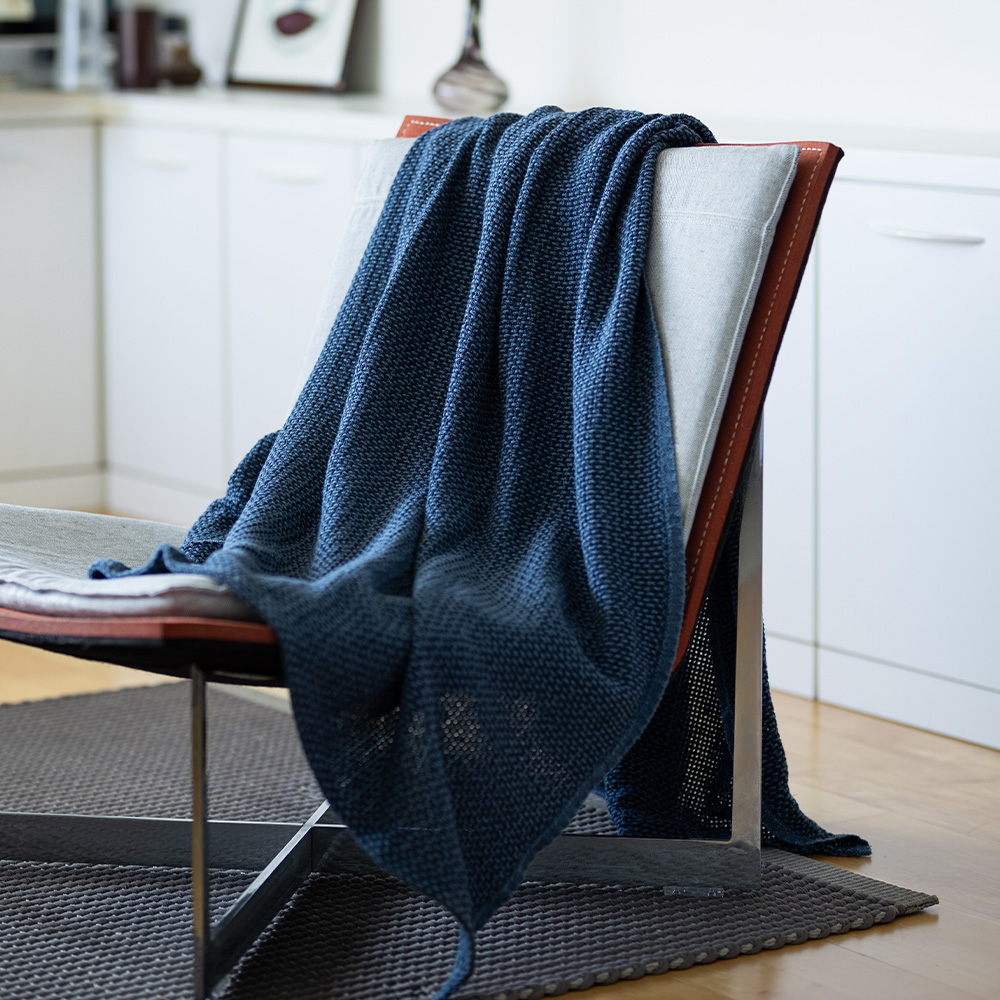 コットンスローバスケット 130×180cm / ブルーKLIPPAN（クリッパン