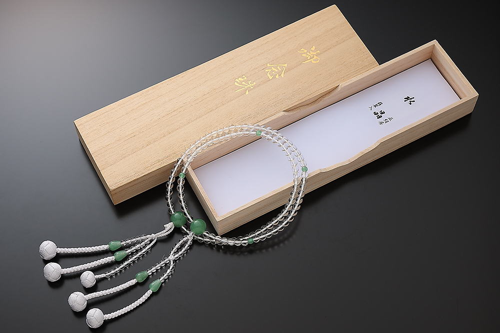 創価学会仏壇 SGI仏壇の金宝堂 高級天然石念珠【水晶 翡翠仕立】