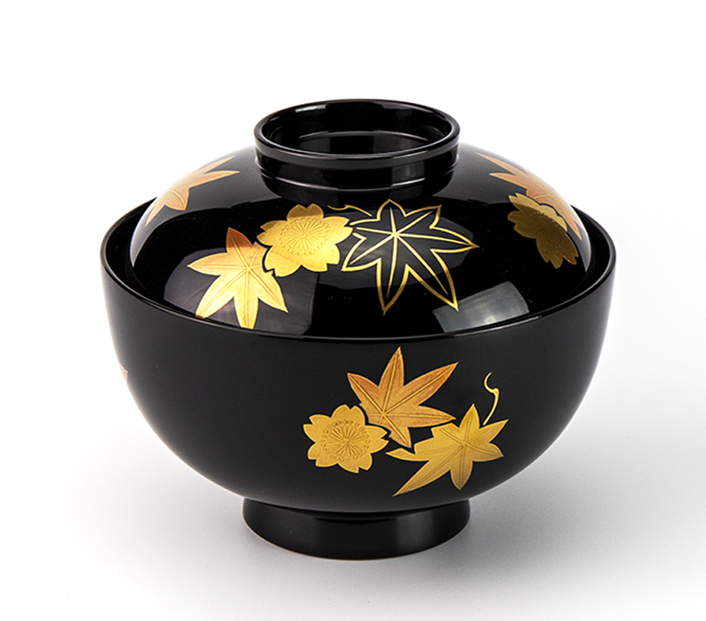 吸物椀お椀-【手描き蒔絵・磨き蒔絵】越前塗 春秋 吸物椀［5客