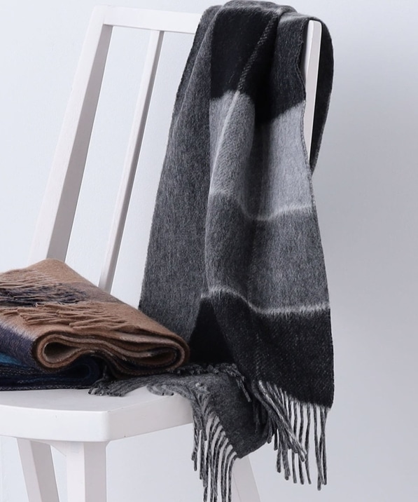 SHIPS any: サープラスヤーン ウール リバーシブル チェック マフラー