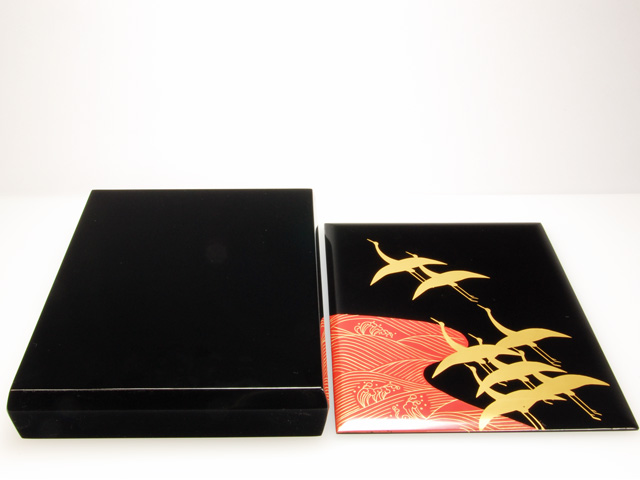 木製本漆塗 白木屋漆器店オンラインショップ＜黒＞削ぎ面 平文庫 祥鶴