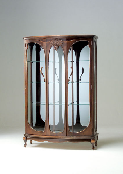 天然木アンティークキュリオケース・幅103cm【書斎家具通販】