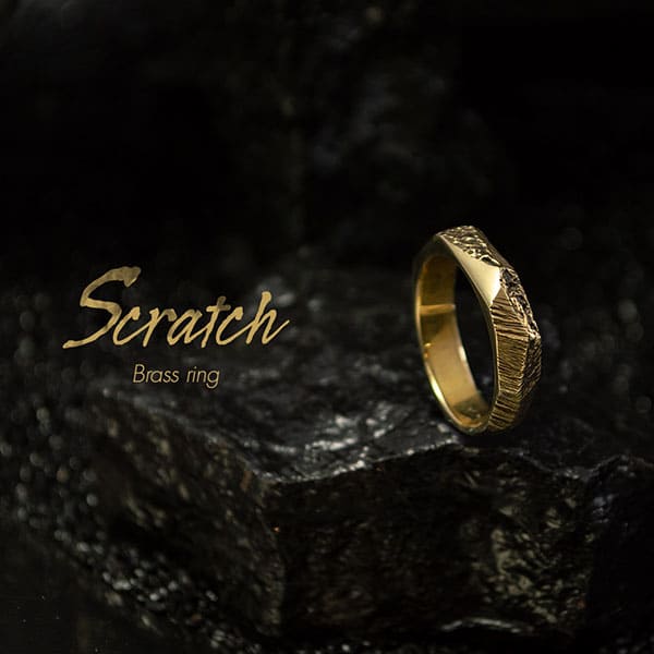 送料無料 名入れOK メンズ 真鍮リング 「Scratch」 [DR-368]