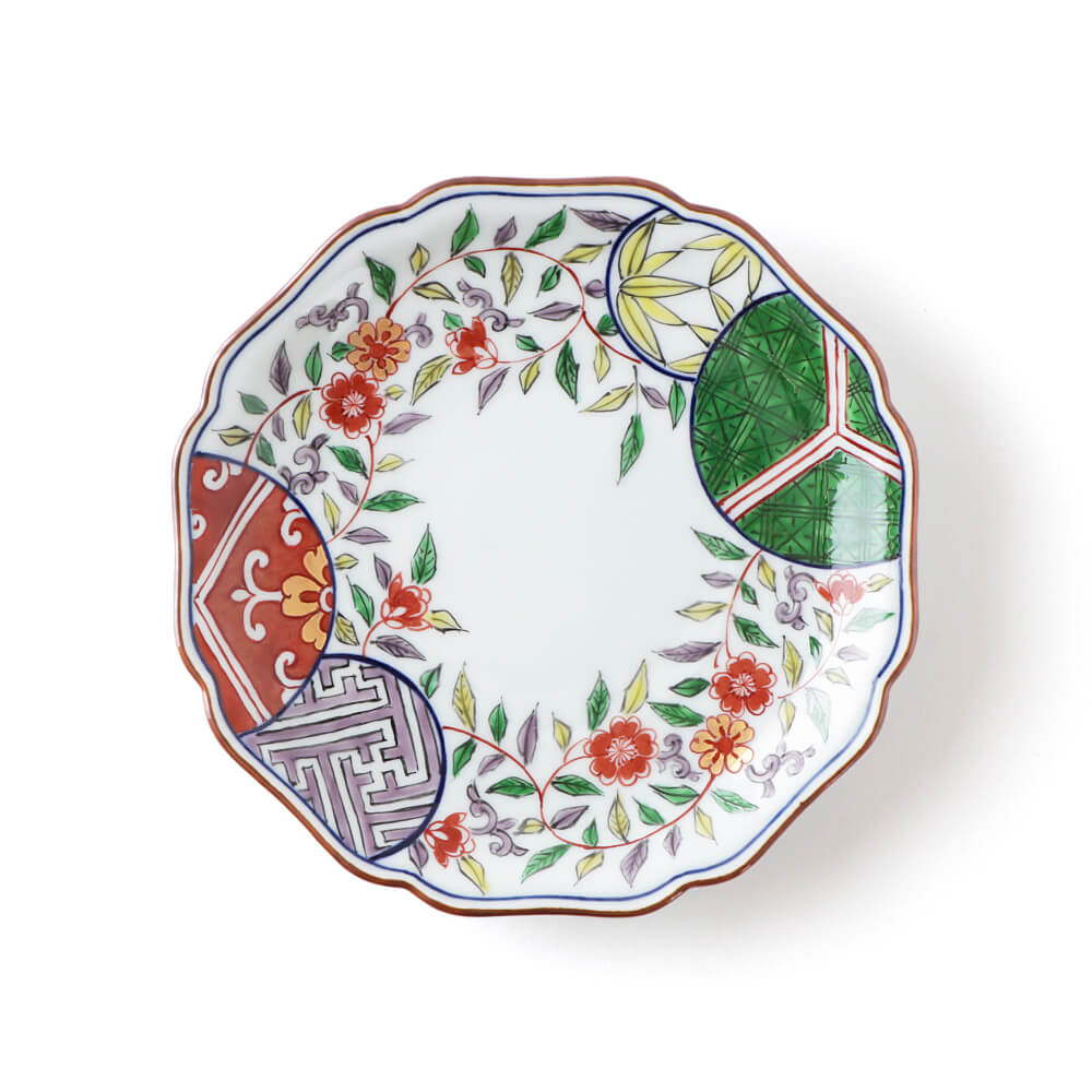 赤絵間取草花文 銘々皿 ｜ 有田焼の源右衛門窯公式オンラインショップ