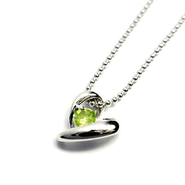 誕生石 スウィートハート シルバー ネックレス 8月 ペリドットを販売