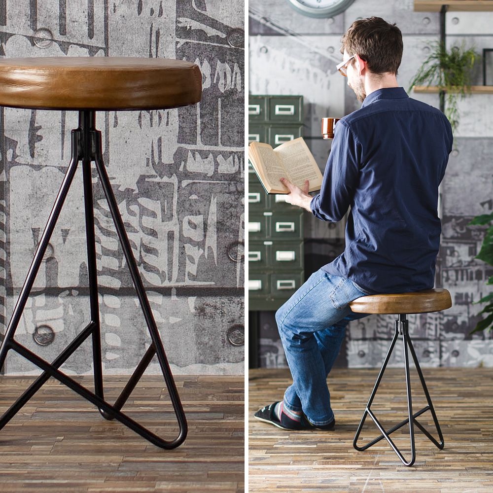 アイアンレザースツール「サントラー」｜インテリア・DIY用品 友安製作所