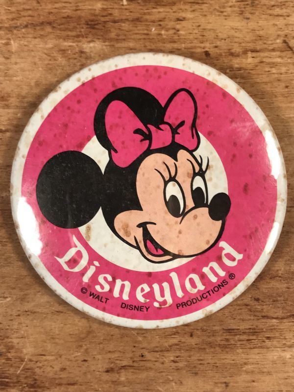 Disneyland Minnie Mouse Metal Pinback ミニーマウス ビンテージ 缶