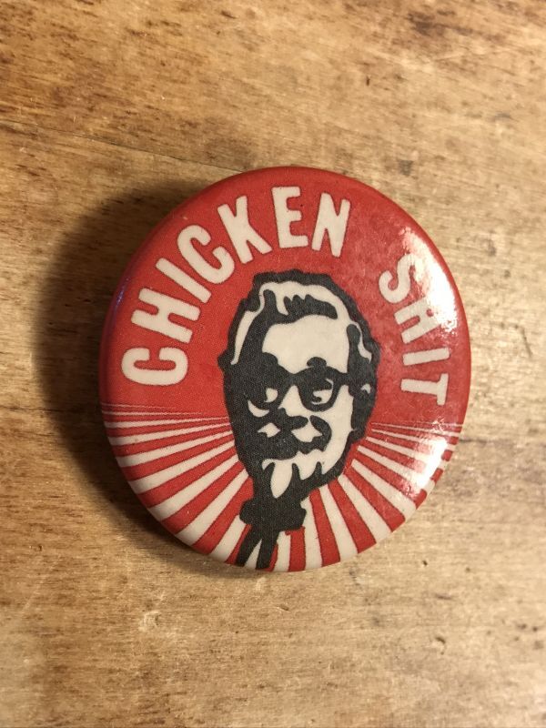 Chicken Shit Pinback メッセージ ビンテージ 缶バッジ 缶バッチ 80