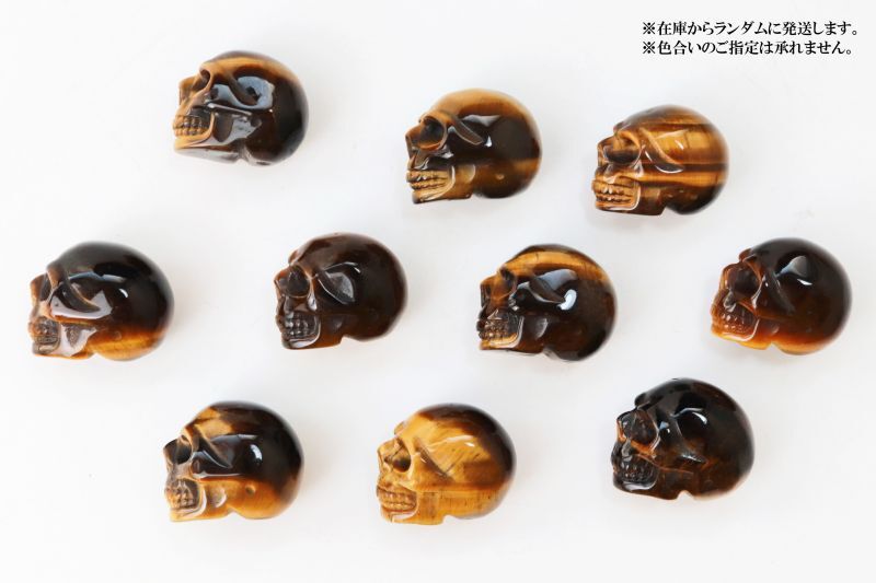 置物 彫り物 スカル 髑髏 ドクロ タイガーアイ 金運 仕事運 お守り