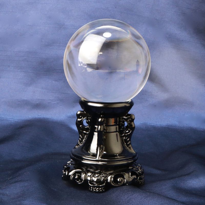 置物 無垢水晶 丸玉 約76mm 台座付き ブラジル産 浄化 エネルギー