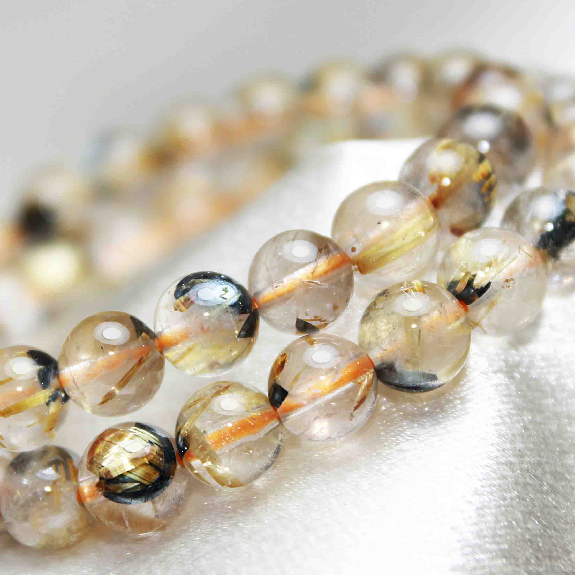 ブレス ヘマタイトルチルクォーツ 太陽タイチンルチル 約7mm 品番