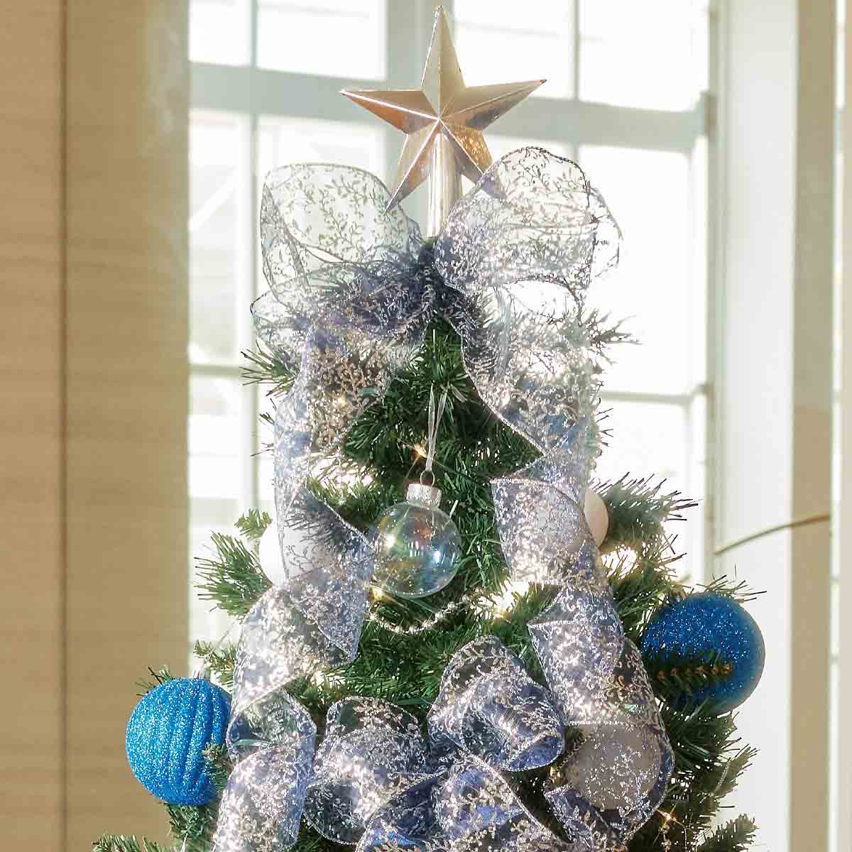 ウッドポットクリスマスツリーセット ブルーシルバー［ストエキ