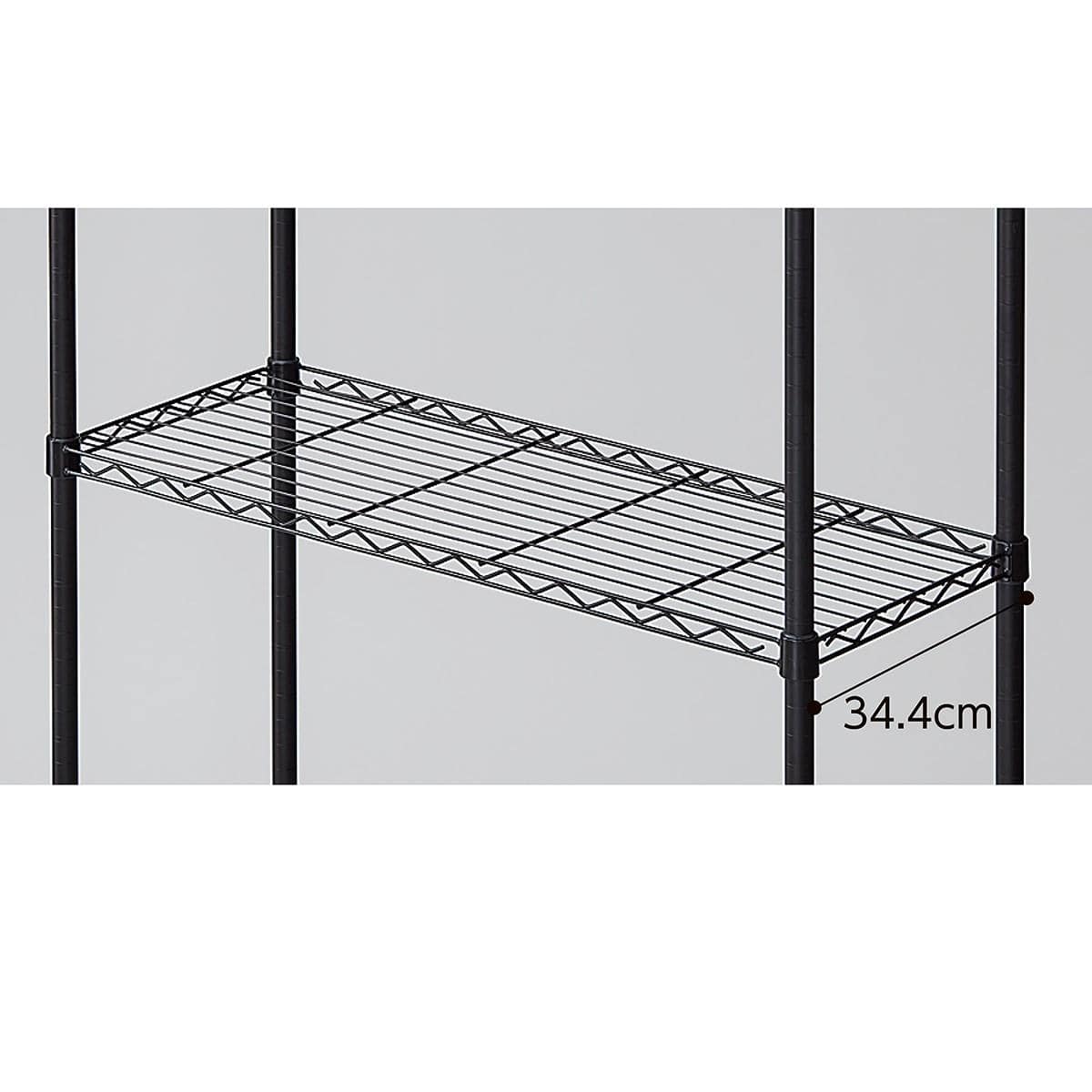 軽量用ワイヤーラック専用スチール棚 奥行35cmタイプ ブラック〔スト