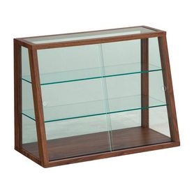リブ ミニ木製ガラスショーケース ブラウン