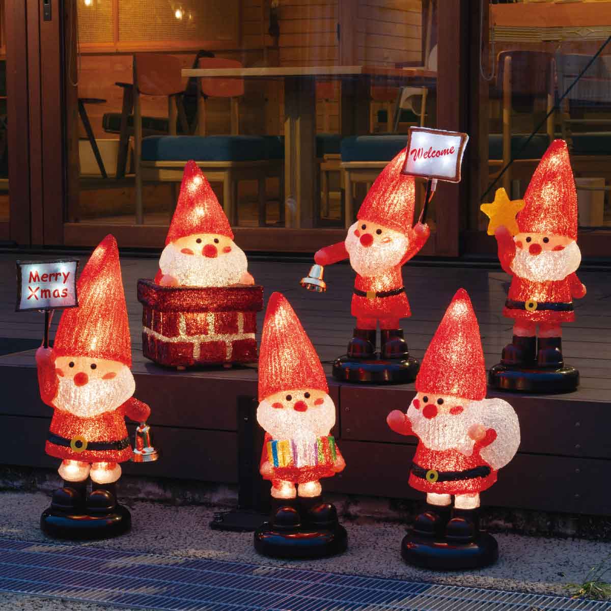 LEDモチーフライト【サンタの森】ウェルカムプレート 高さ52cm