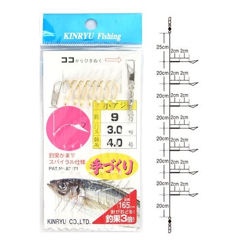金龍鈎 ハゲ皮ヨリ糸サビキ ST-310 針9号-ハリス3．0号【ゆう