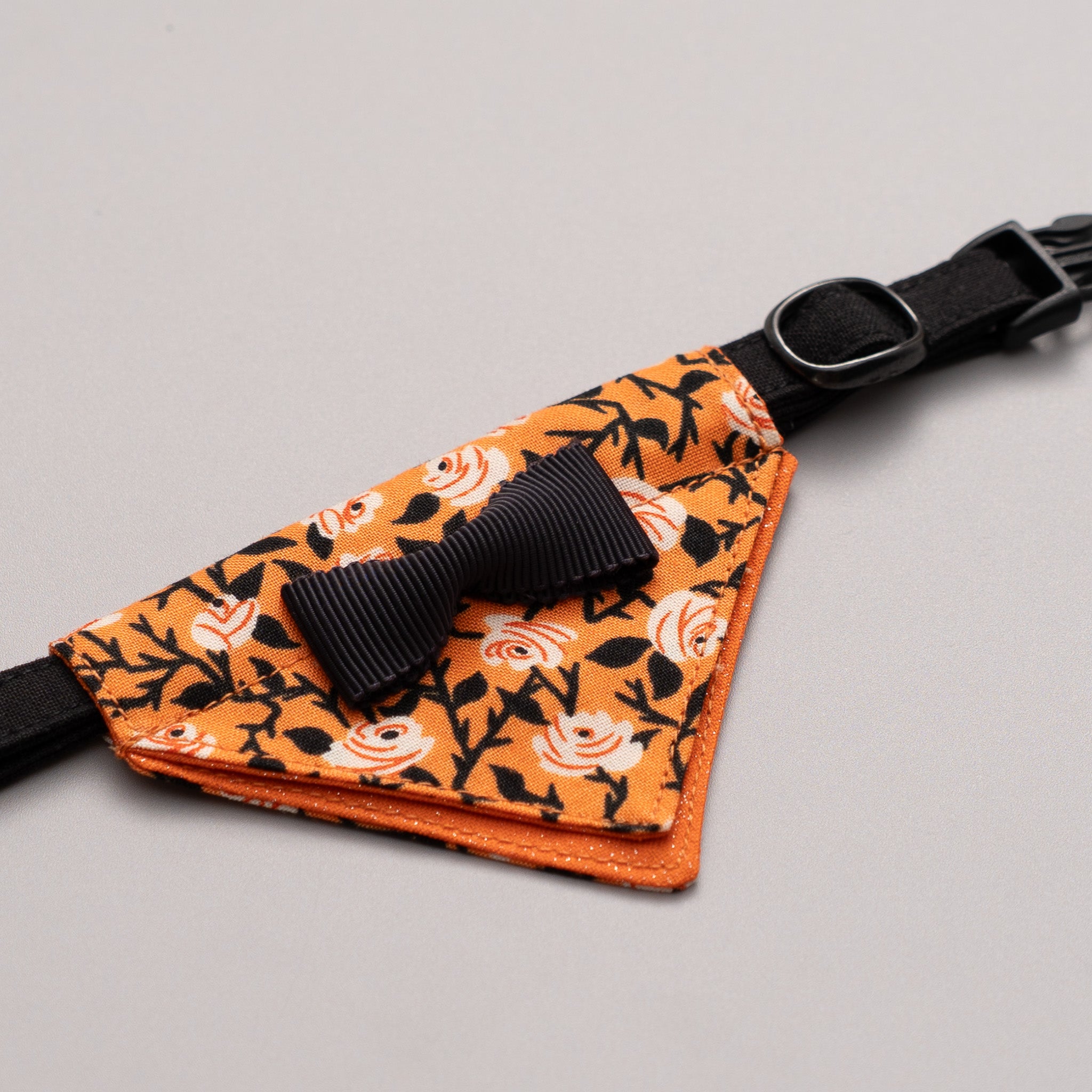 バンダナ付き猫首輪 ハロウィン トワイライトローズ／オレンジ｜ぽぽ