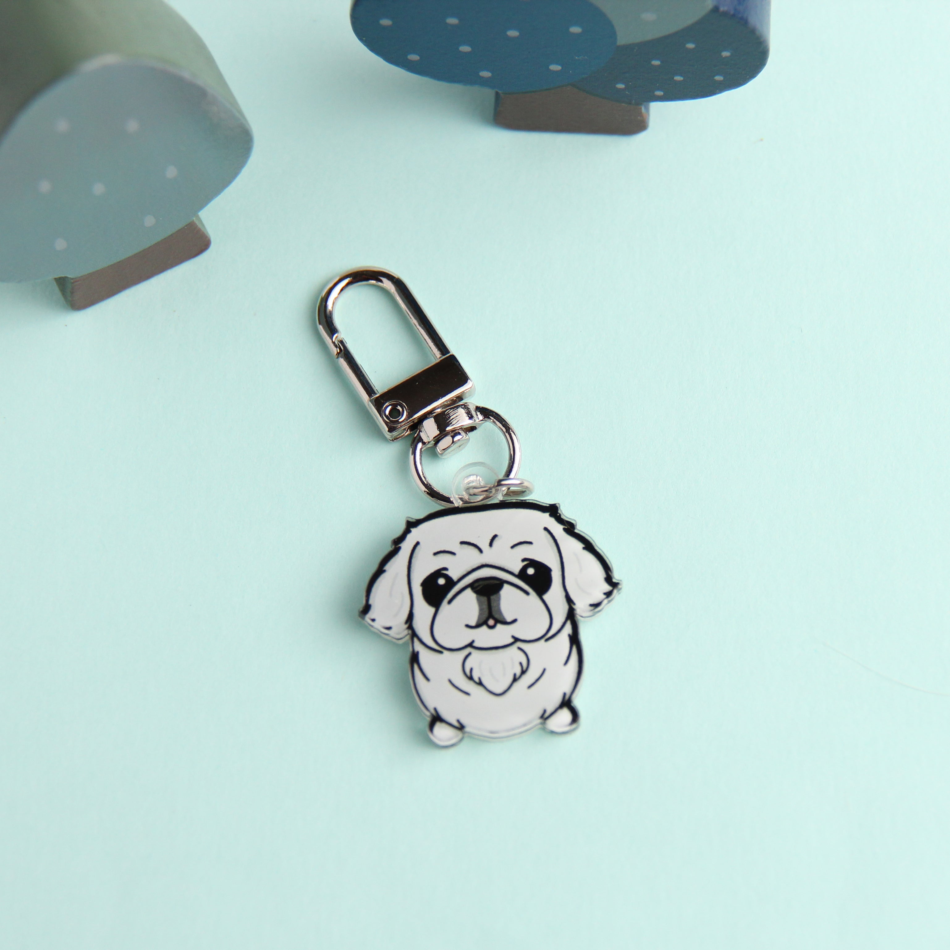 3cm ミニペキニーズ アクリルキーホルダー - かわいい犬種の