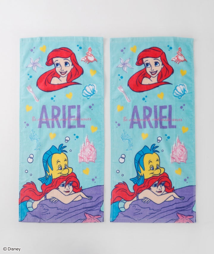 Disney】（アリエル）（2枚組）フェイスタオル(75×34