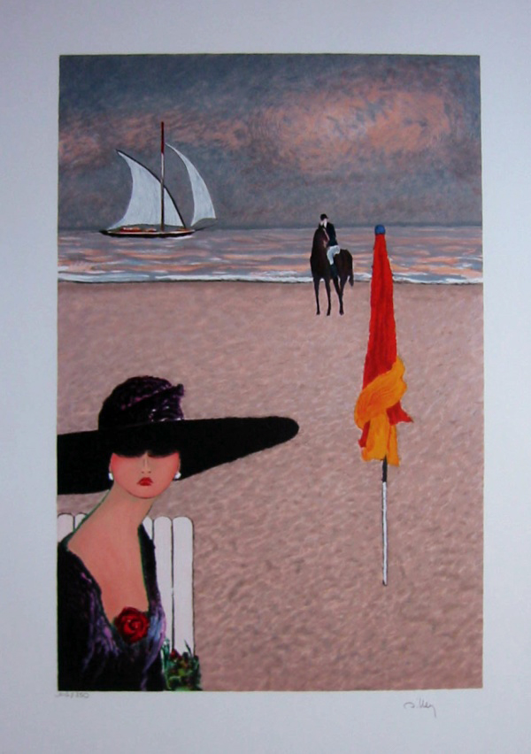 Ramon Dilley : Original Lithograph : Elegant with the hat