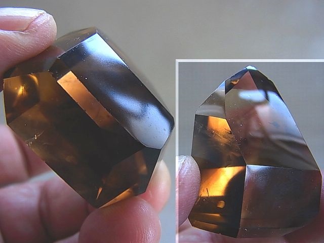 ブラジル産ナチュラルカラー/ファントム・スモーキーシトリン水晶研磨