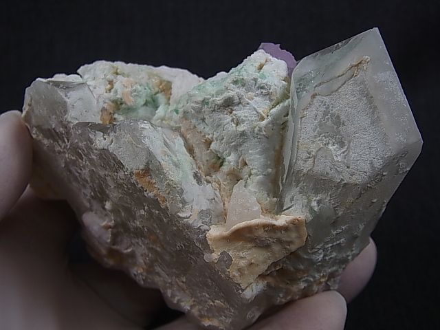 シガール産水晶/クンツアイト/アクアマリン/レピドライト共生原石