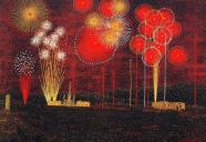 山下清リトグラフ「富田林の花火」額付き ｜世界の絵画ギャラリー