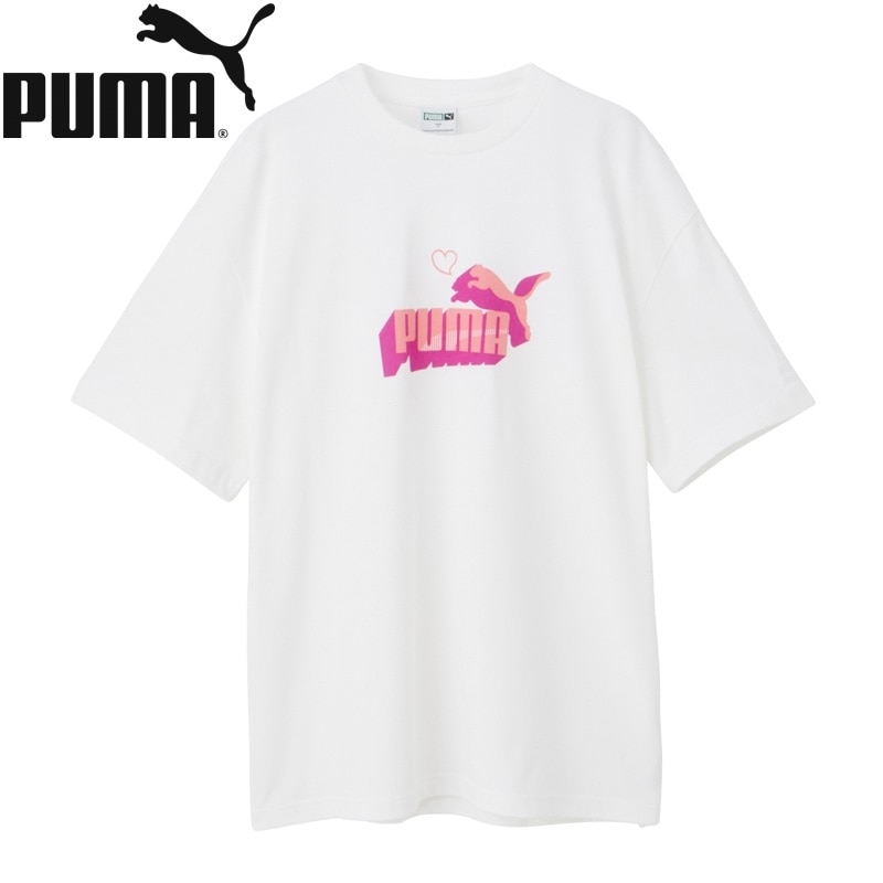 PUMA プーマ Tシャツ ピンク ロゴ(ホワイト): 通常| プラザオンライン