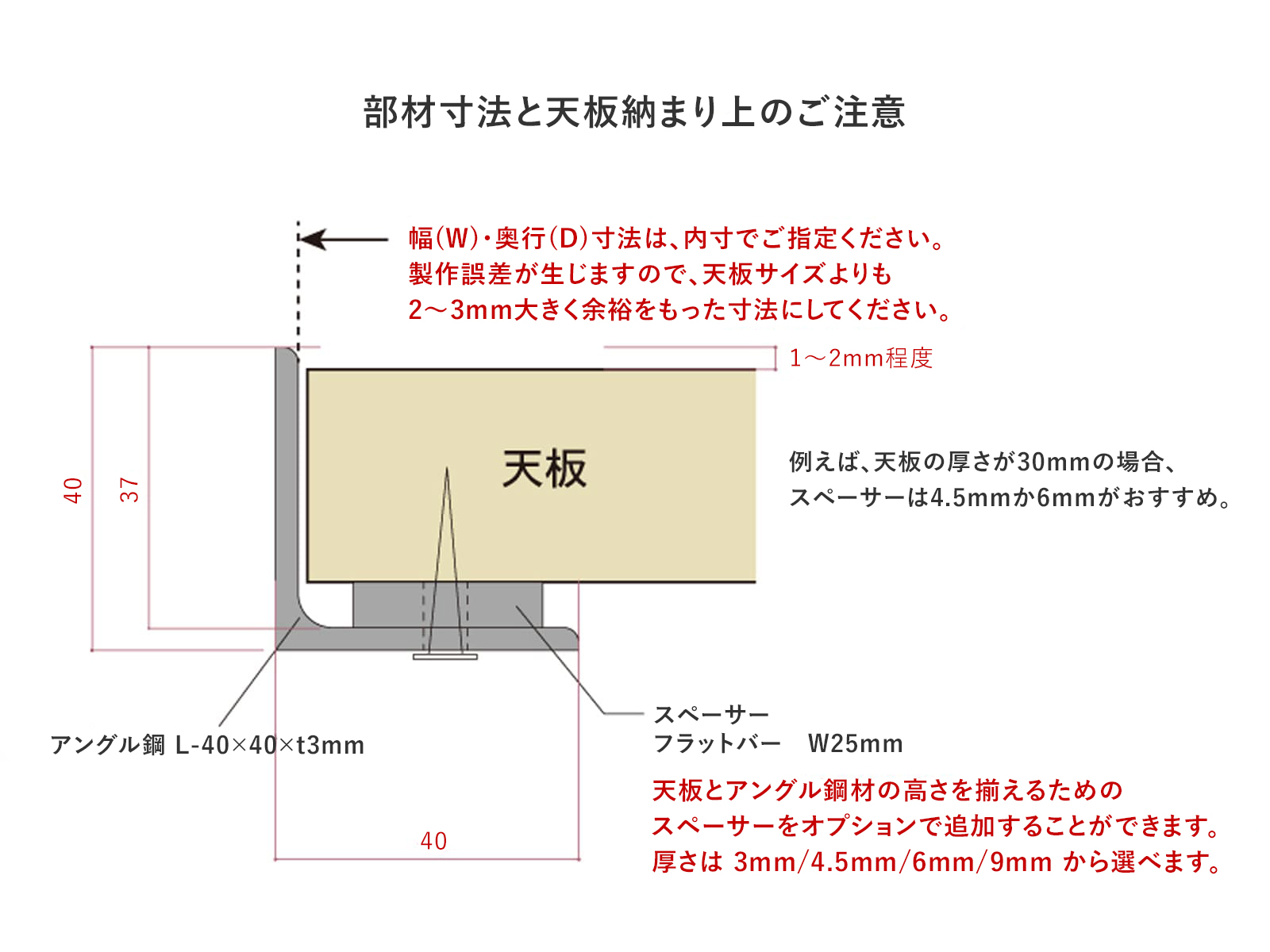 アングルフレーム脚 天板はめ込み型 H510～800 | PS-TB005-04-G089