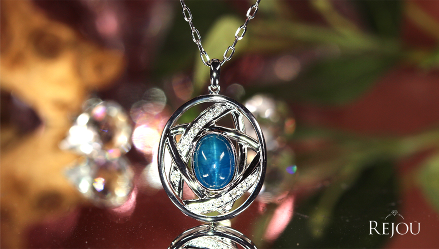 アパタイトキャッツアイ 約3ct ダイヤモンド ホワイトゴールド