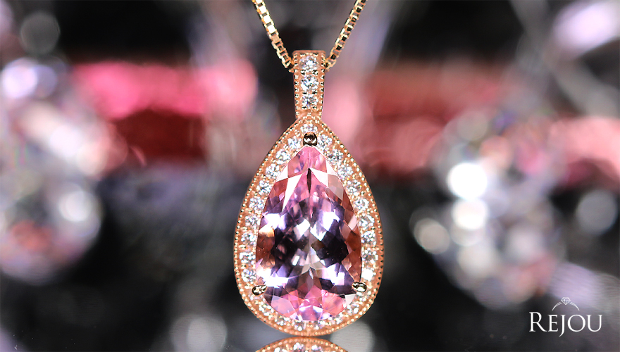 モルガナイト 4ct ダイヤモンド 0.3ct ピンクゴールド ネックレス