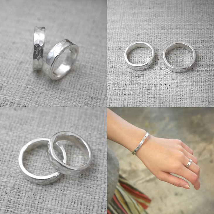RYOKU ハンドメイド槌目シルバーリング 【文字刻印可能】hand made