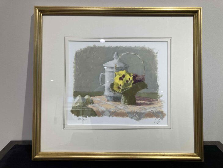 出張買取】中村清治 作『卓上のパンジー リトグラフ』 ｜骨董品買取 緑和堂