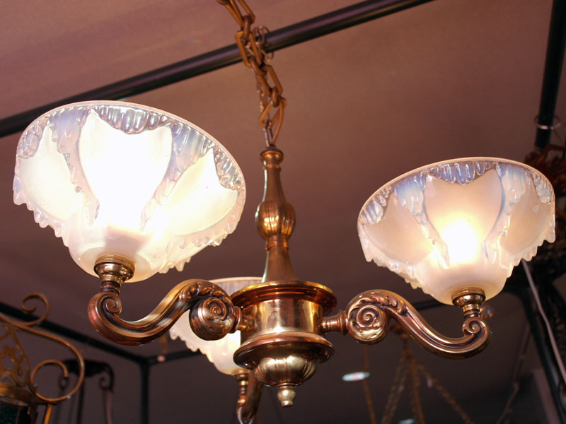 シャンデリア 3灯 シェード付き セット アンティーク