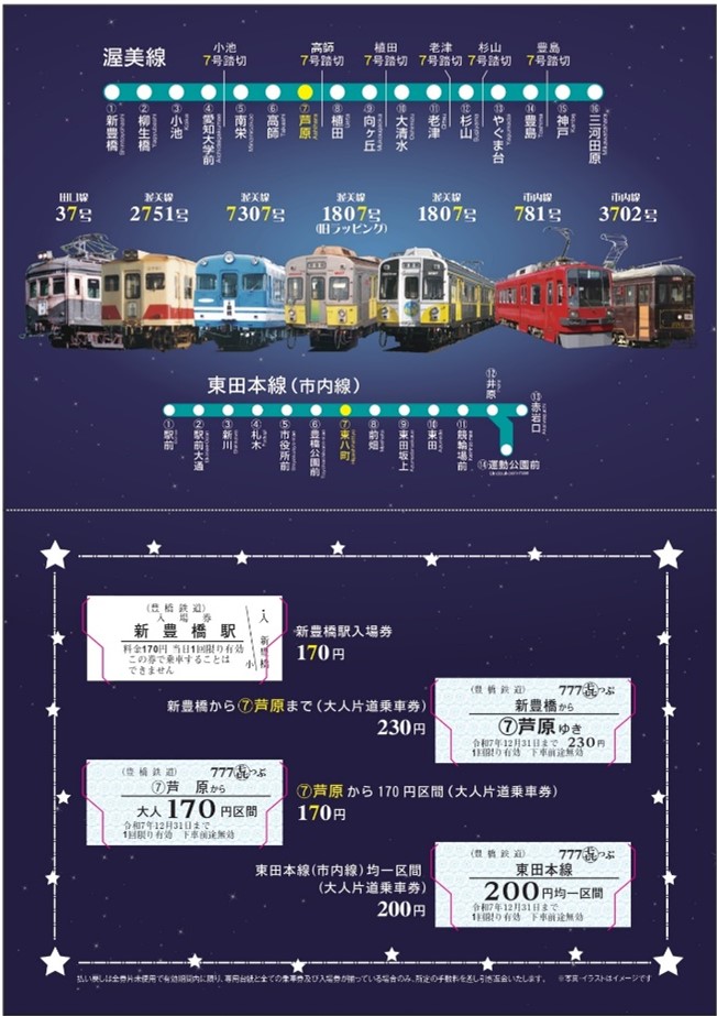 令和7年7月7日記念きっぷ・入場券を限定販売！ | お知らせ | 豊橋鉄道