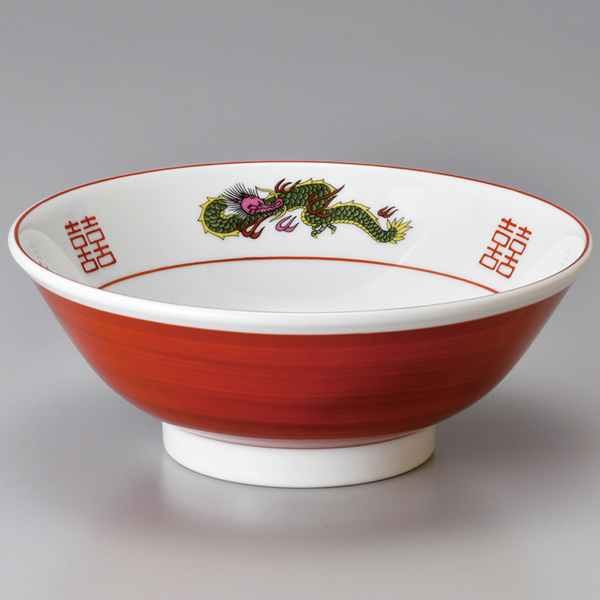 赤巻三ツ竜5.8高台丼(中華食器,ラーメン丼・鉢,反高台丼：小)|食器通販