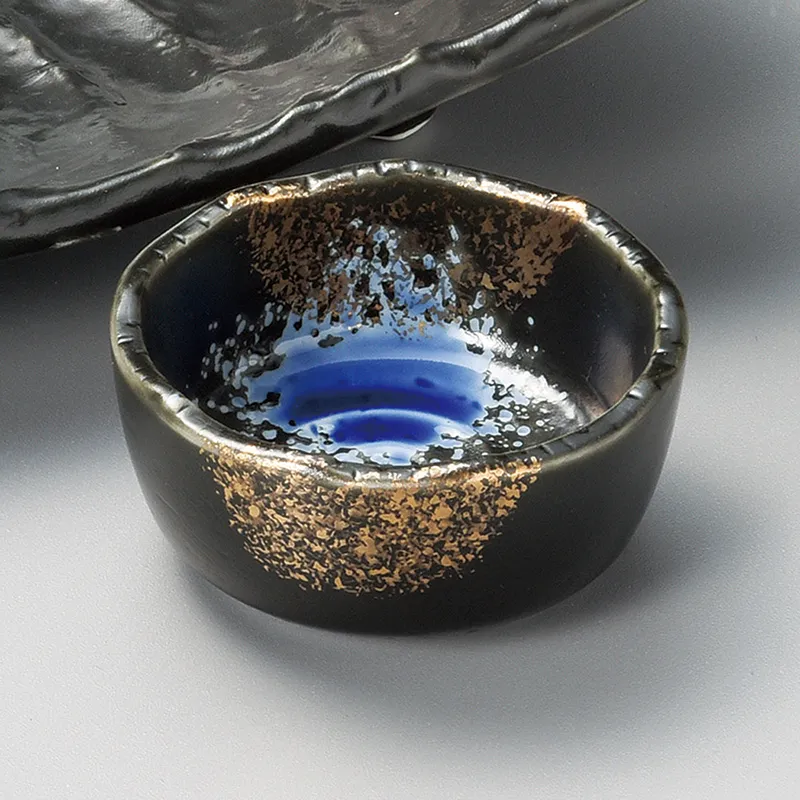 黒釉半月三色吹向付のみ(和風変形皿(中サイズ))|食器通販の陶磁庵