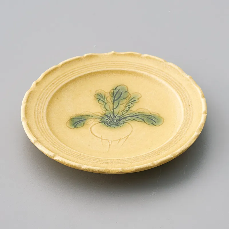 黄瀬戸かぶら恵銘々皿－小(和風丸皿(小サイズ))|食器通販の陶磁庵