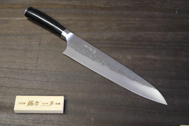 佐治武士 作 牛刀 240mm SRS13 鎚目 黒合板柄 – 刃物屋 越乃一刀 本舗