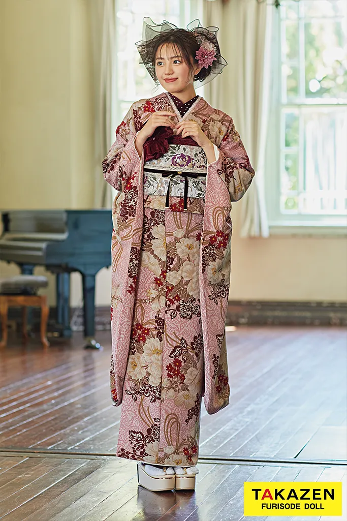 追➁七五三正絹桜ピンクアンティーク着物お花づくしレトロ大正ロマン