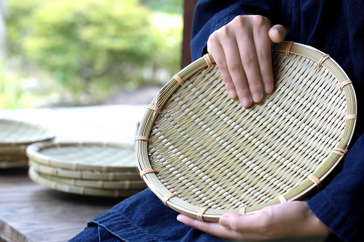 磨き当縁ざる（大）30cm | 虎斑竹専門店 竹虎