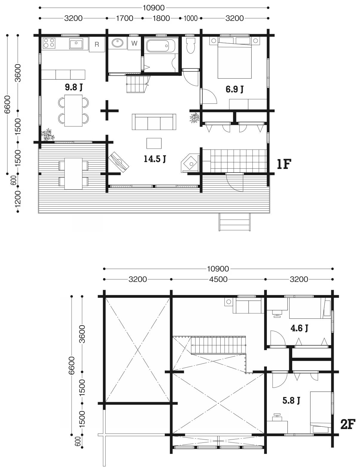 IE-63 優雅な片流れ屋根の別荘モデル｜ ログハウスのTALO