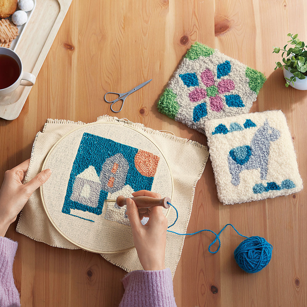 パンチニードルで作るミニラグ リーフ: キット｜手づくりタウン by