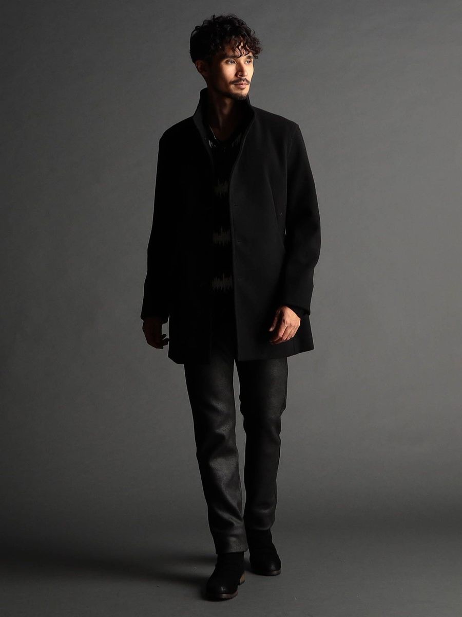 NICOLE - アラカルトハイブリットメルトン スタンドコート / ブラック