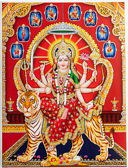 ドゥルガー デーヴァ神族 パールヴァティー ポスター : インド・アジア