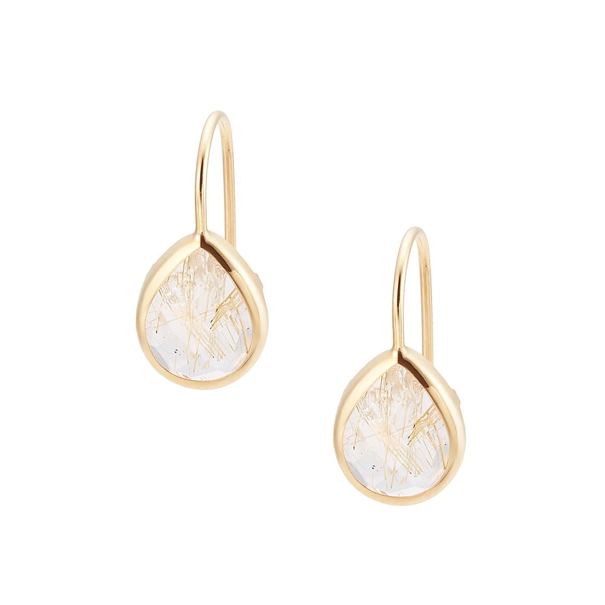 K10イエローゴールドルチルクォーツピアス(RPE688-002)|TSUTSUMI