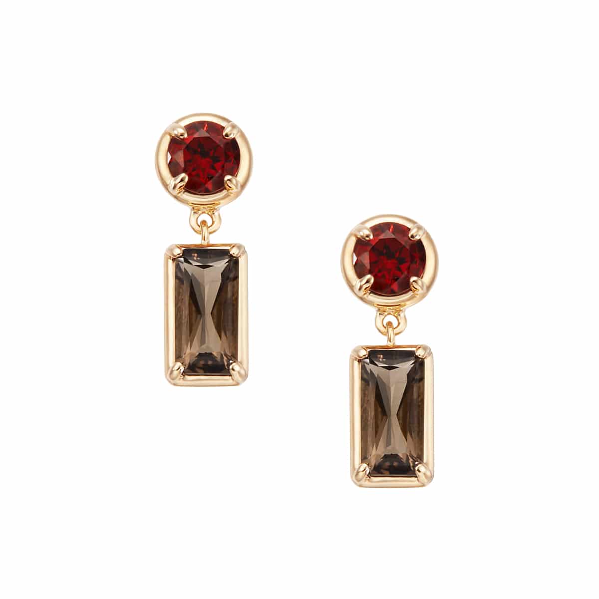 K10イエローゴールドスモーキークォーツピアス(RPE163-003)|TSUTSUMI