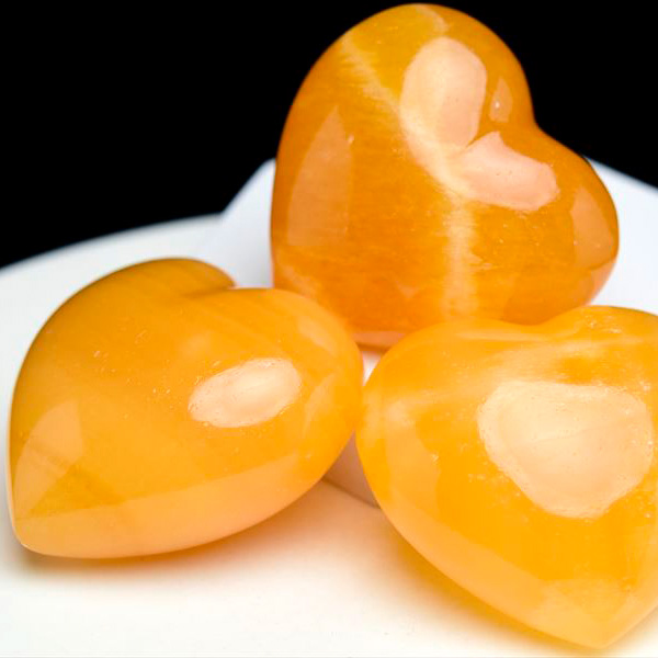 オレンジカルサイト ハート型 タンブル 置物｜メキシコ産