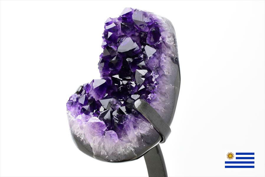 濃紫 ウルグアイ産 アメジストクラスター｜インテリア｜置物｜専用鉄製